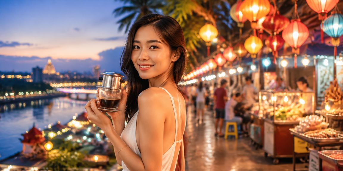 Quán cà phê Huế minh họa đăng ký tài khoản và kiểm tra jackpot